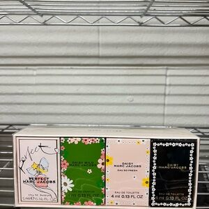 Marc Jacobs Perfume Collection with Green, Pink, and Black Accents